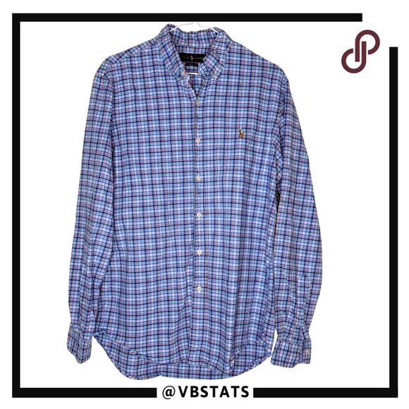 Ralph Lauren Men's Plaid Classic Fit Cotton Button Down Shirt Blue Multi Medium - Picture 1 of 7